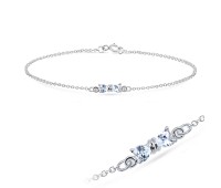 Cutie Bow with CZ Stones Silver Anklet ANK-194